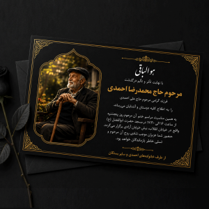 آگهی ترحیم زمینه مشکی رنگی گلاسه 35*50